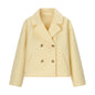 Lapel Long Sleeve Double Breasted Short Woolen Coat