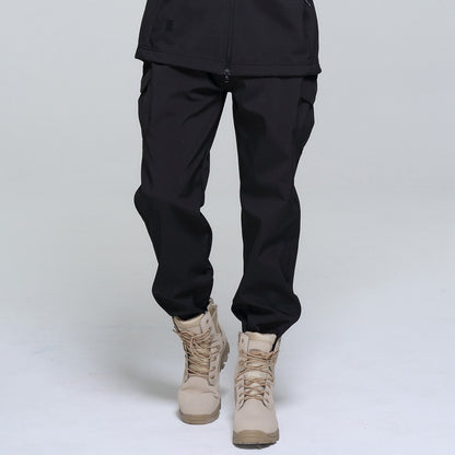 Outdoor Men's Fleece Soft Shell Pants Breathable And Windproof Wear-resistant