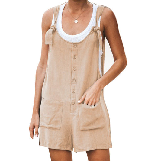 Adjustable Shoulder Strap One-piece Shorts