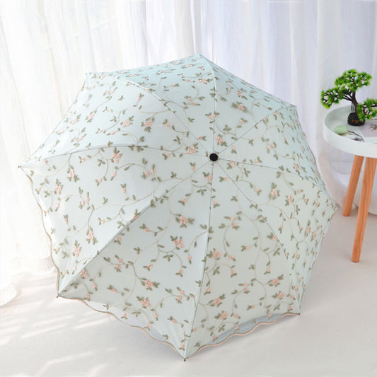 Double Lace Embroidered Umbrellas Storage Umbrella Sunshade
