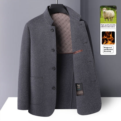 Men's Mid-length Stand Collar Double-faced Woolen Goods Wool Overcoat