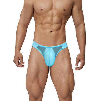 Sexy Low Waist High Fork Men's Briefs Ultra-thin Ice Silk