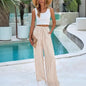 Striped Printed Drawstring Slant Pockets Wide Leg Pants