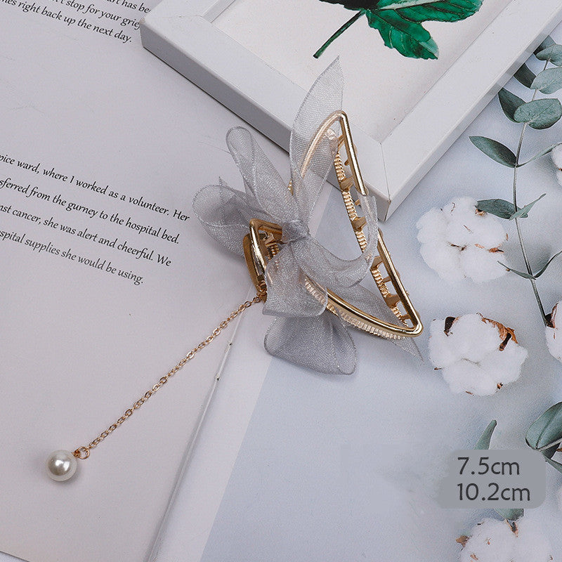 Mesh Bow Hairpin Female Disc Hair Grabbing Clip
