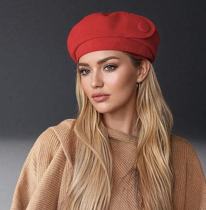 The High-end Button Beret Makes Your Face Look Smaller