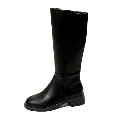 Womens Side-Zip Flat-Heel Knight Tall Boots