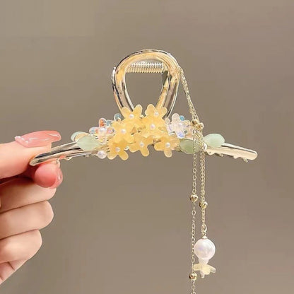 Antique Tassel Large Pearl Clip Metal Hairpin