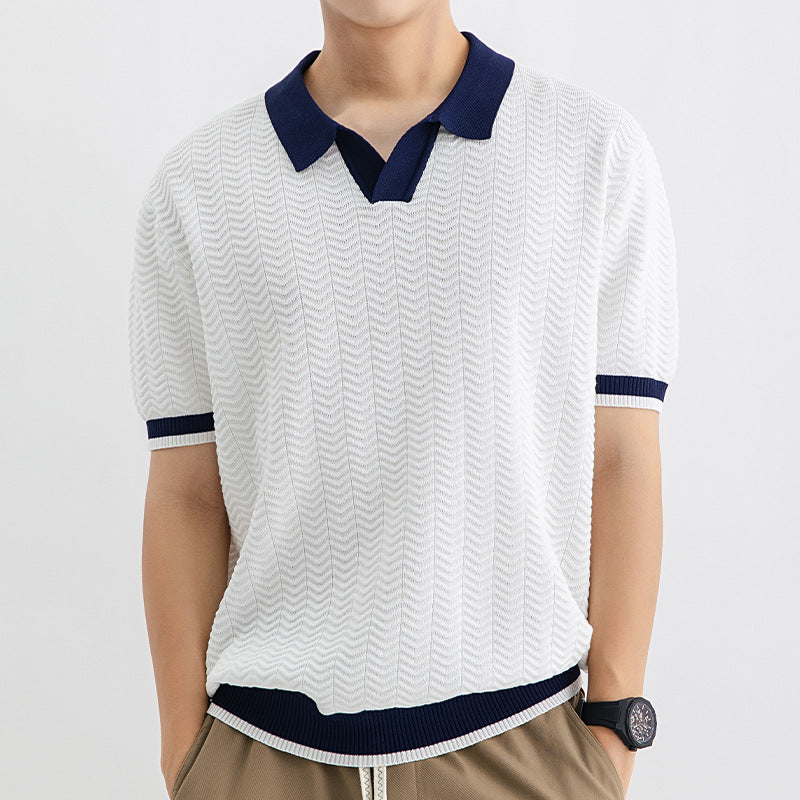 Polo Shirt Men's Ice Silk Led High-end Short-sleeved T-shirt Summer