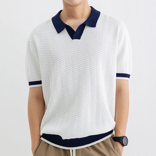 Polo Shirt Men's Ice Silk Led High-end Short-sleeved T-shirt Summer