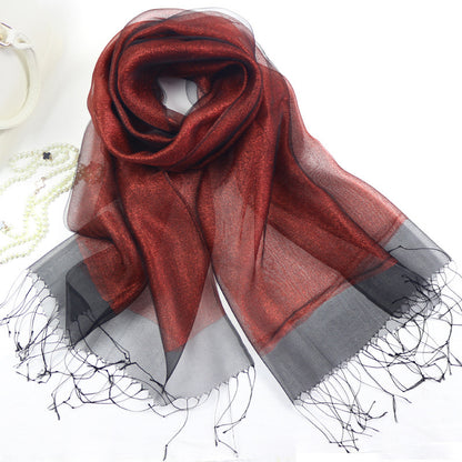 Fashionable And High Grade Lady Silk Double Layer Elegant Silk Scarf