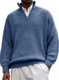 Fashion Men's Sweater Casual Long Sleeve Half Zipped Stand Collar Polo Shirt