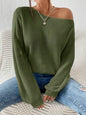 Commute Style Autumn And Winter New Personalized Off-the-shoulder Pullover Knitting Solid Color Loose Leisure All-matching Pullover Boat Neck Sweater