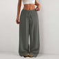 Women's Solid Color Loose Wrinkle Waist Drawstring Wide Leg Casual Trousers