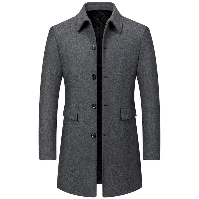 Lapel New Middle-aged Men Coat Woolen Coat
