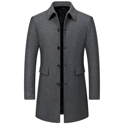 Lapel New Middle-aged Men Coat Woolen Coat