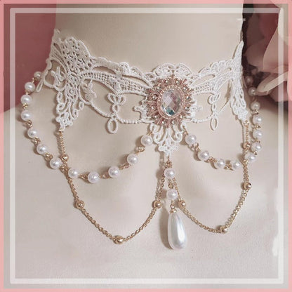 Flower Wedding Pearl Water Drop Multi-layer Lace Retro Lolita Necklace