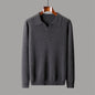 New Polo Collar Knitted Long Sleeve Sweater Male