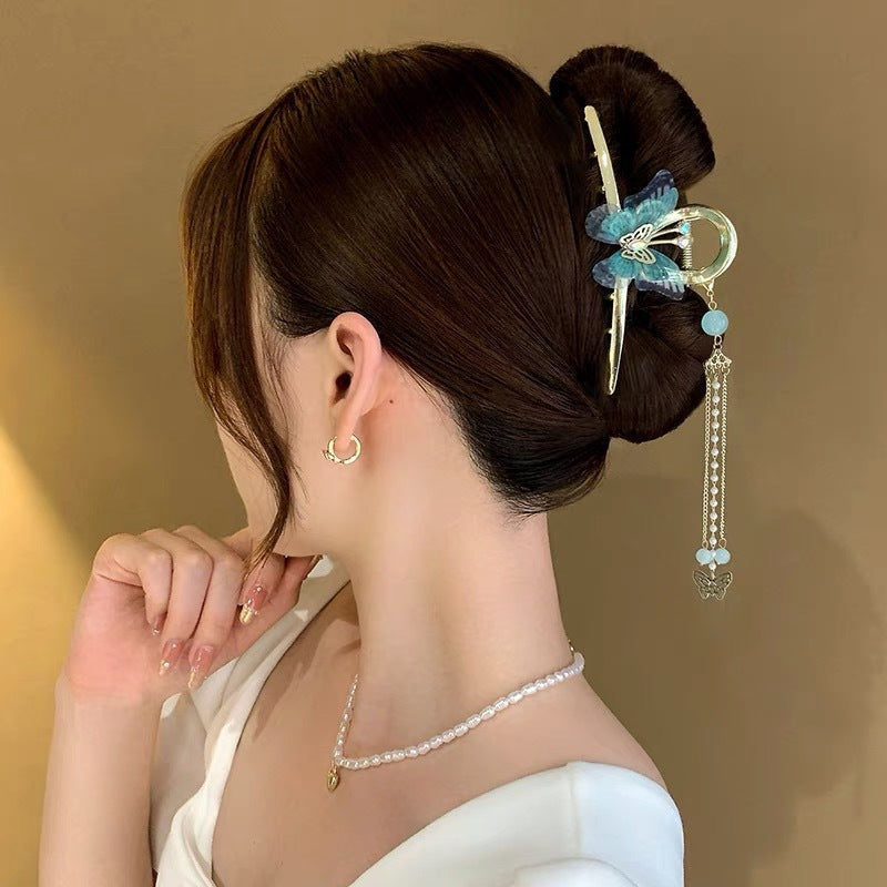 Antique Tassel Large Pearl Clip Metal Hairpin