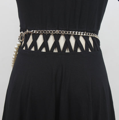 Fashion All-match Pearl Waist Chain Decoration Dress With Skirt Thin Belt Accessories