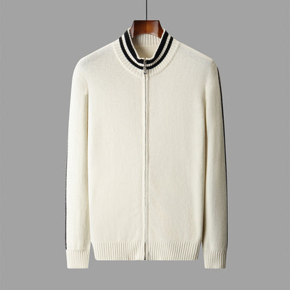 Men's Half-high Collar Knitted Slim-fitting All-matching Striped Korean Sweater