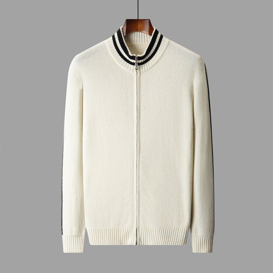 Men's Half-high Collar Knitted Slim-fitting All-matching Striped Korean Sweater