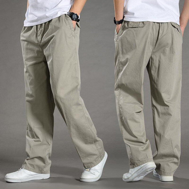 Men's Overalls Cotton Loose Casual Pants Straight Trousers