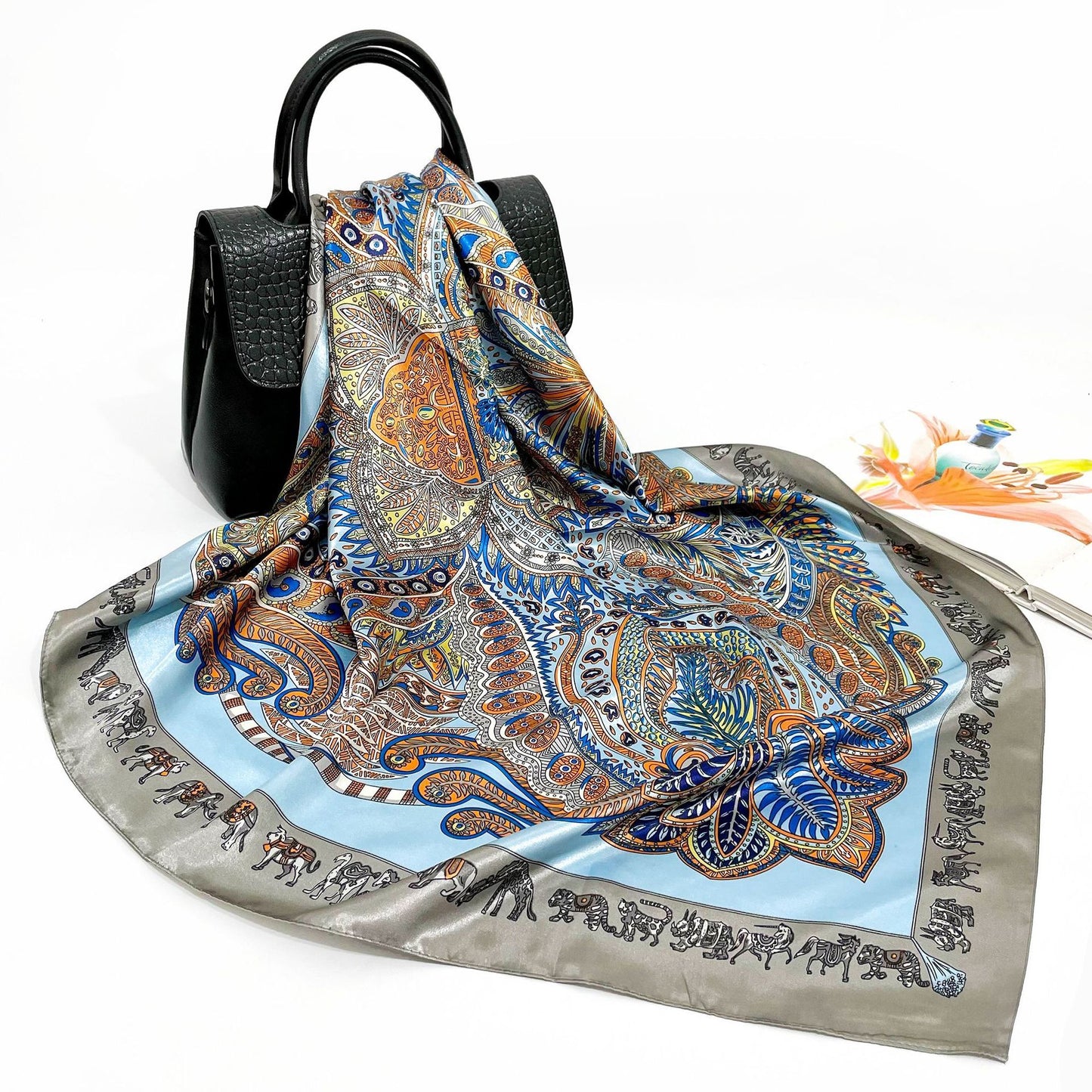 Spring And Autumn New 90cm Silk Scarf Silk Square