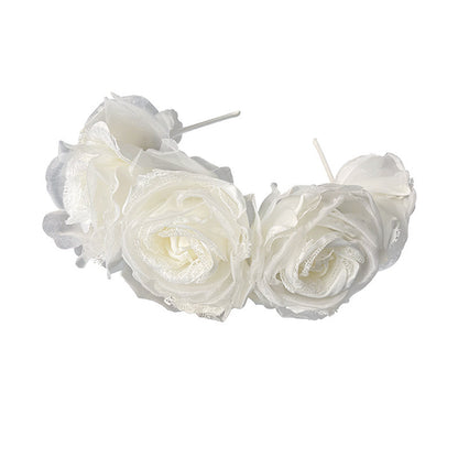 Crepe Rose Flower Dreamy Fairy Headband Bridal Tiara Wedding Three-dimensional Hair Accessories