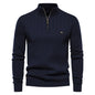 Half-zipper Pullover Sweater Men's Fashion Casual Stand Collar Long-sleeved Knitted Tops Fall Winter Clothing