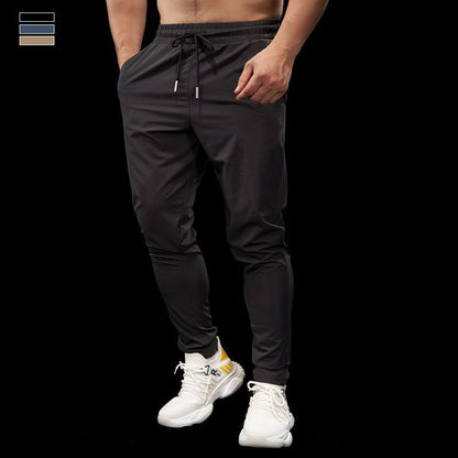 Men's Solid Color Casual Ice Silk Sports Quick-drying Trousers
