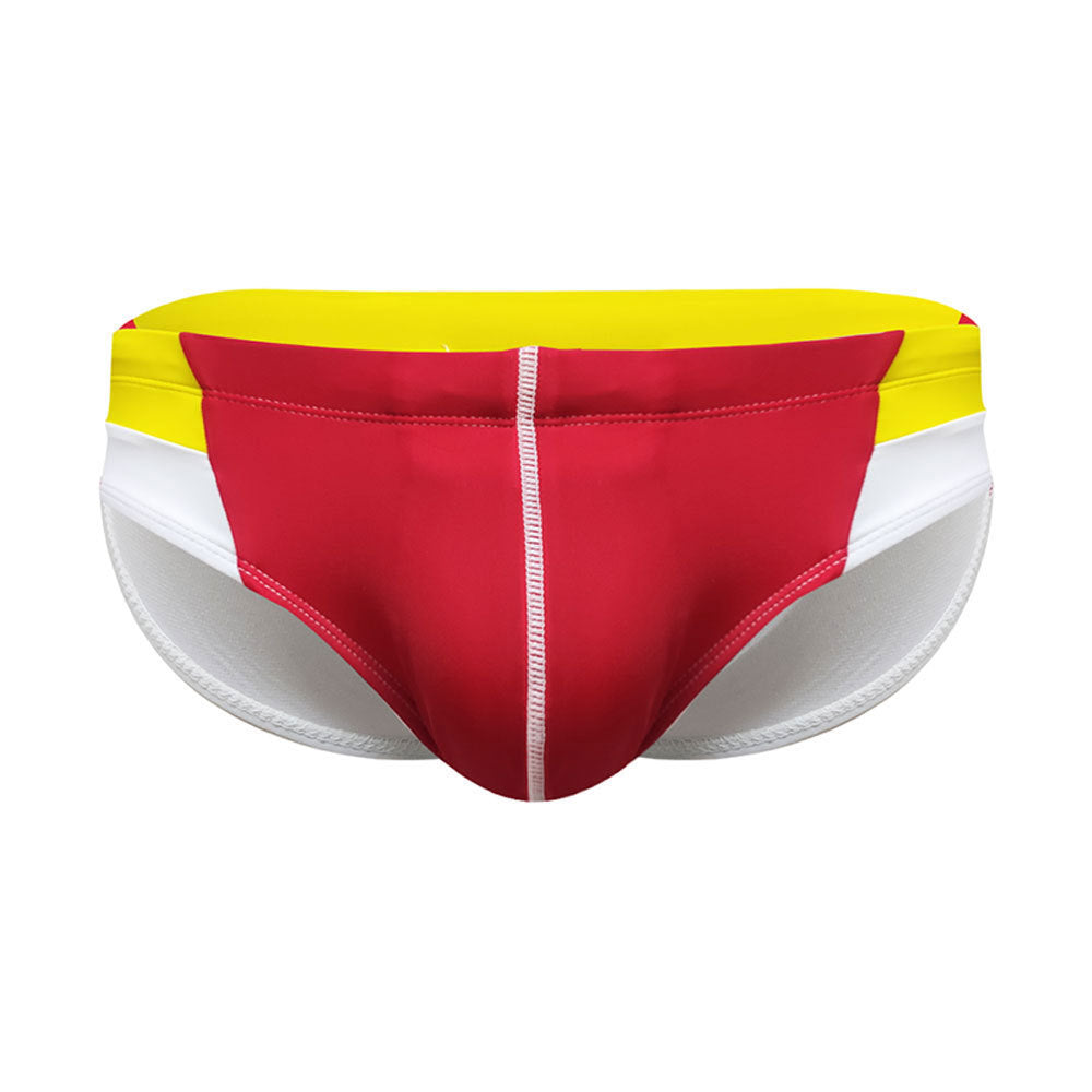 New Men's Bright Line Color Matching Swim Briefs Hip Drainage Line