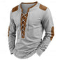 Stitching Henry Long Sleeve Drawstring Men's T-shirt