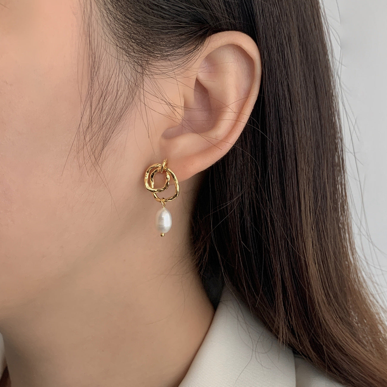 S925 Sterling Silver Double Layer Circle Ear Studs