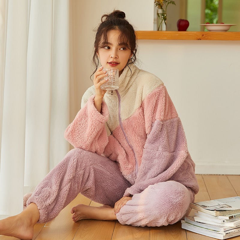 Coral Velvet Thickened Pajamas Women Autumn And Winter Models