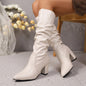 Pointed Pleated Sleeve High Heel Fashion Boots