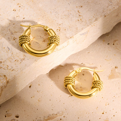 Non-fading Titanium Steel Hemp Rope Earrings