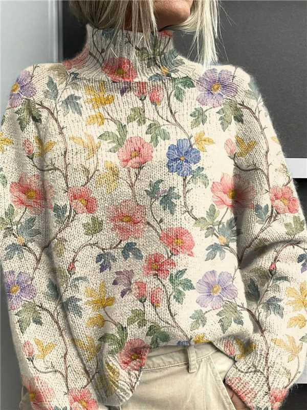 Women's Christmas Printed Turtleneck Sweater