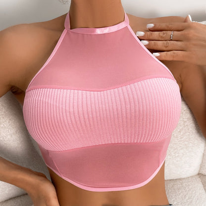 Mesh Halter Vest Bra Women
