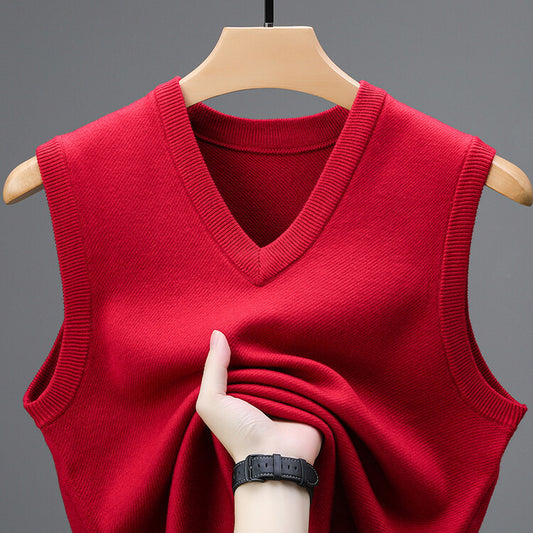 Wool Men's V-neck Middle-aged And Young Vest