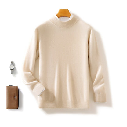 Thickened Half-height Sweater Solid Color Knitted Base Cardigan Warm Top