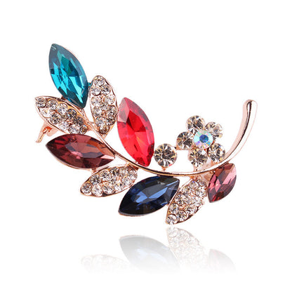 Wedding Bouquet Corsage High-grade Crystal Glass Curved Leaves With Diamonds