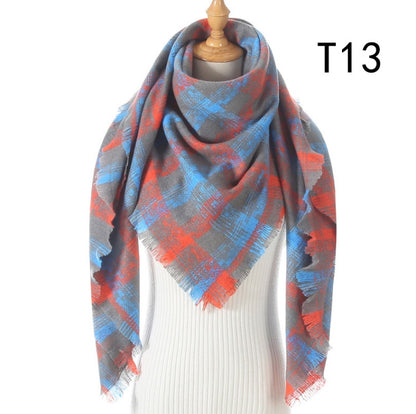 Women's Cashmere Plaid All-match Thick Warm Scarf