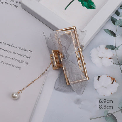 Mesh Bow Hairpin Female Disc Hair Grabbing Clip