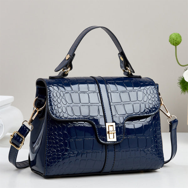 Sleek Stone-patterned Patent Leather Crossbody Bag That Pairs Effortlessly With Any Outfit