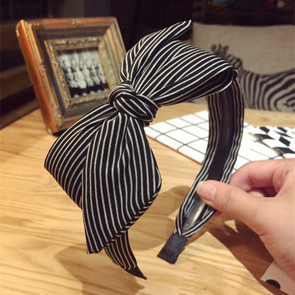 All-match Fabric Plaid Big Bow With Teeth Headband