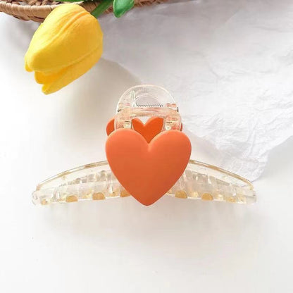 Large Frosted Texture, Simple Peach Heart Cross Wash Face And Head Hairpin