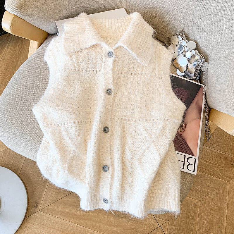Design Sense Twist Knitted Vest Women