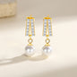 Geometric Pearl Diamond Affordable Luxury Style Niche Pearl Stud Earrings