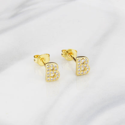Ins European And American Diamond English Alphabet Letter Earrings
