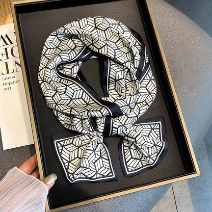 Warm Small Silk Scarf Thin Narrow Ribbon